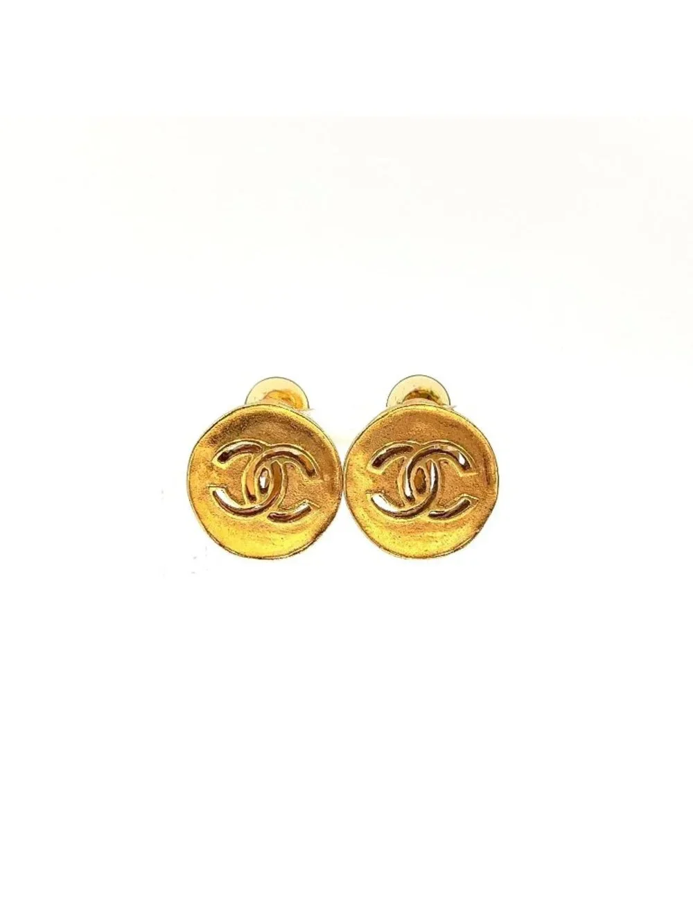 Chanel CC Logo Gold Plated Earrings